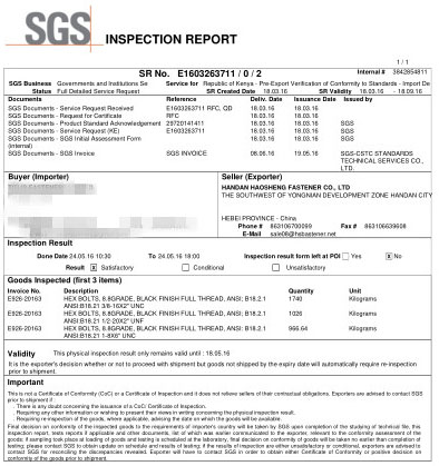 SGS inspeksiya testi